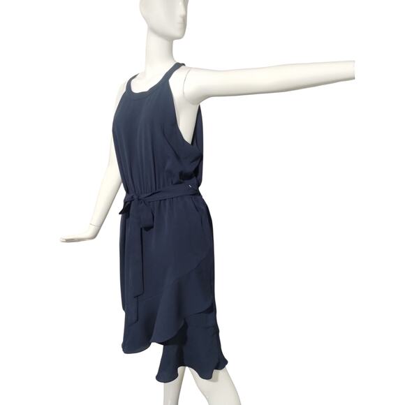41 Hawthorn Womens XL Navy Halter Dress Asymmetrical Hem Quiet Luxury Old Money - Picture 2 of 11